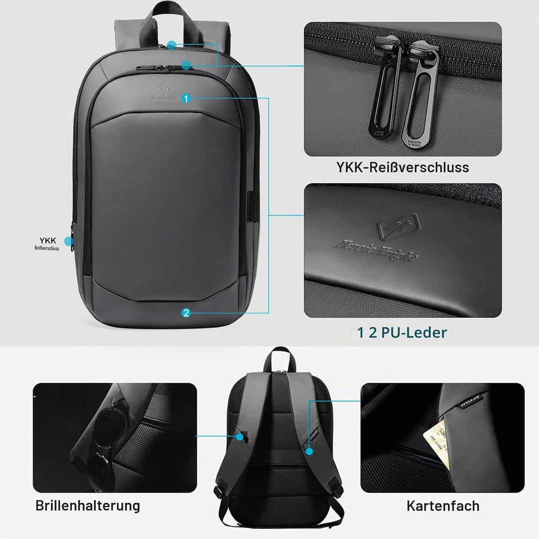 HEROIC KNIGHT Laptop Rucksack Herren 17 Zoll wasserdichter erweiterbarer Reiserucksack Handgepäck La