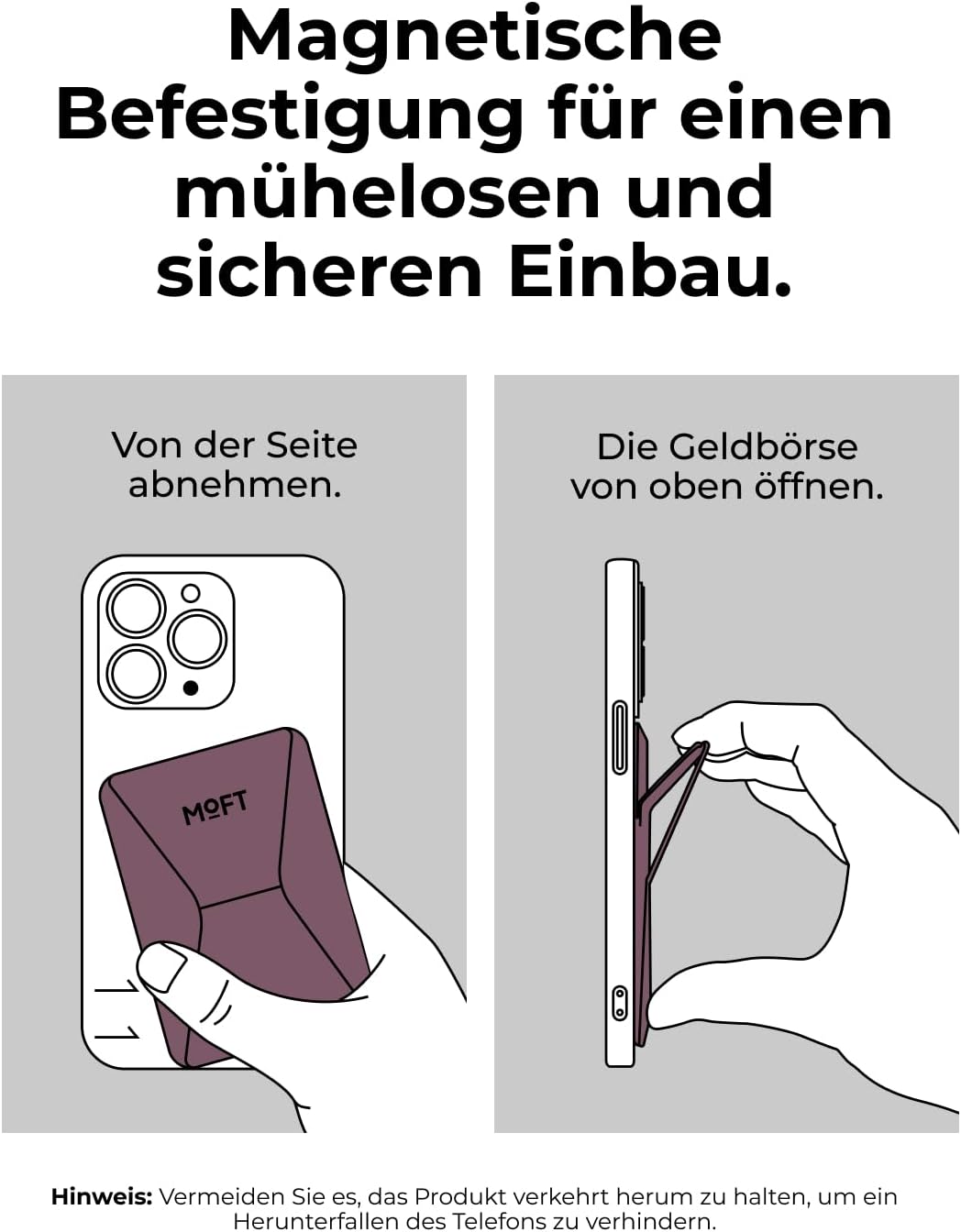 MOFT Magnetische Wallet Ständer für iPhone 15/14/13/12 Serie Kompatibel mit MagSafe, MOVAS Vegan Led
