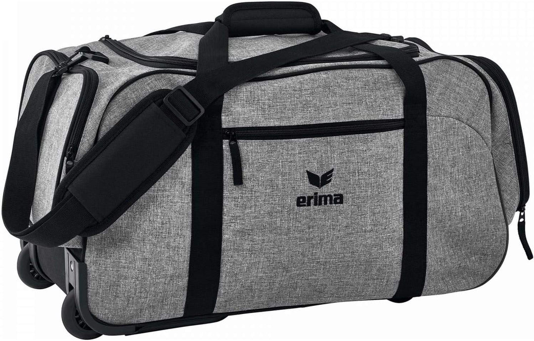 Erima Reisetasche Travel Line Rollentasche mit Bodenfach M Grau Melange/Schwarz, M Grau Melange/Schw