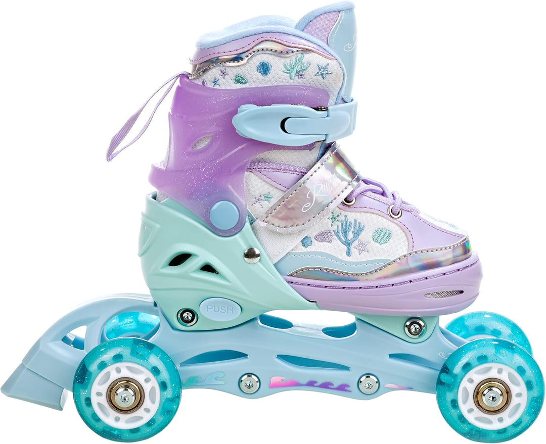 RAVEN 4in1 Inline Skates Triskates Rollschuhe Schlittschuhe Inliner für Kinder Mädchen verstellbar G