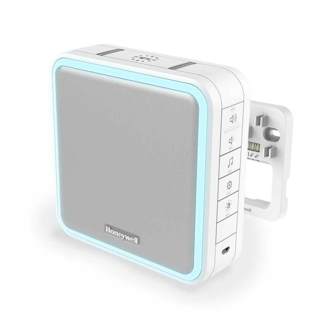 Honeywell Home DW915S Serie 9 Tragbar, verdrahteter oder Funk-LED-Gong (weiss) || mit 11 Melodien Tr