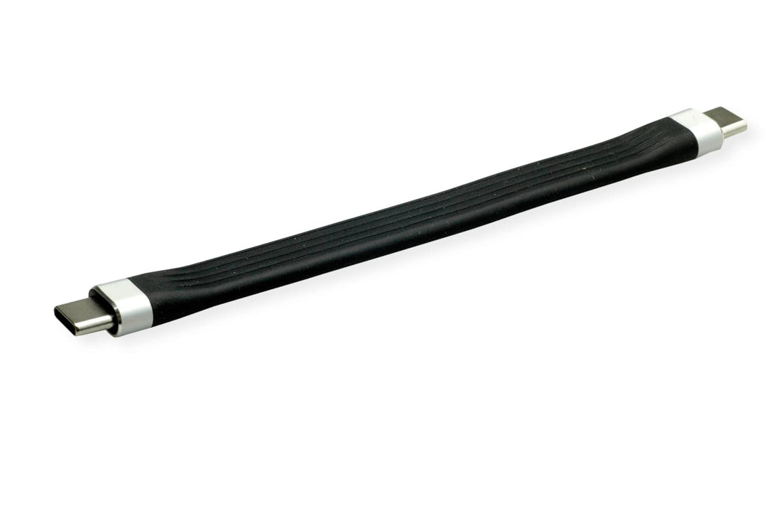 ROLINE USB 3.2 Gen 2 Silikonkabel, mit PD (Power Delivery) 20V3A, Emark, C-C, ST/ST, schwarz, 11 cm