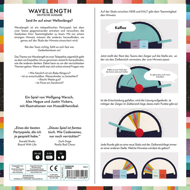 CMYK, Wavelength, Partyspiel, 2-12+ Spieler, 12+ Jahre, 30-45 Minuten, Deutsch