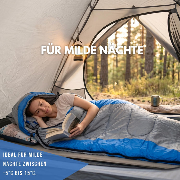 Deckenschlafsack Erwachsene -5C bis 15C Camping 77 x 202,5 cm – Schlafsack Camping als Decke nutzbar