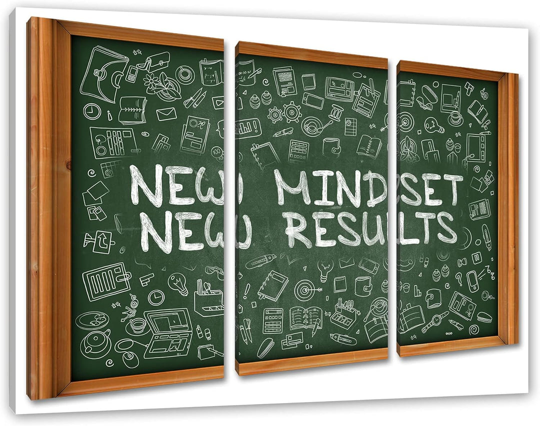 Mindset Motivatonals Leinwandbild 3 teilig | Grösse: 120x80 cm | Wandbild | Kunstdruck | fertig besp