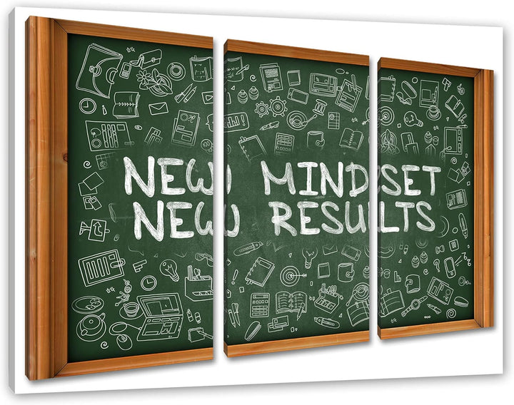 Mindset Motivatonals Leinwandbild 3 teilig | Grösse: 120x80 cm | Wandbild | Kunstdruck | fertig besp