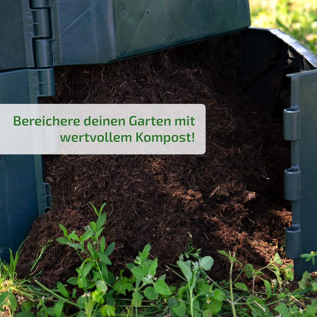 Thermokomposter 340L Komposter Garten – UV-beständig, wetterfest & stabil – Schnellkomposter mit Bel