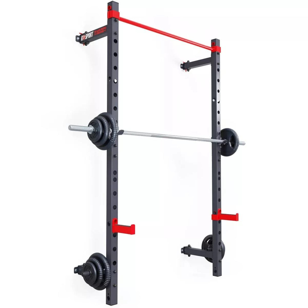 K-Sport: Wandrack – Squat Rack mit Klimmzugstange zur Wandmontage bis 225 kg belastbar I Kniebeugest