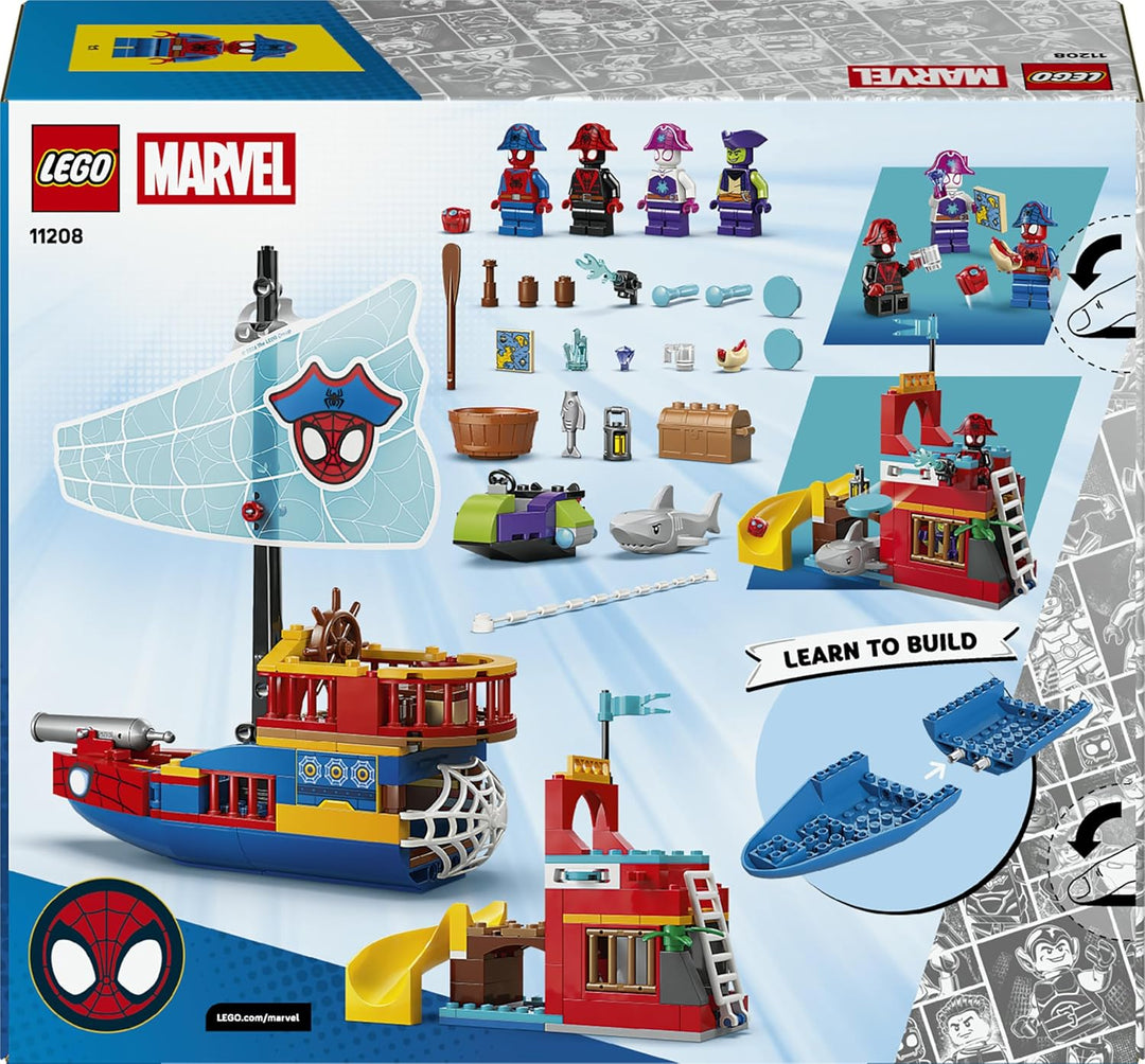 LEGO ǀ Piratenschiff von Spideys Team - Superhelden Set mit einem Schiffsmodell, 2 Booten, 4 Minifig