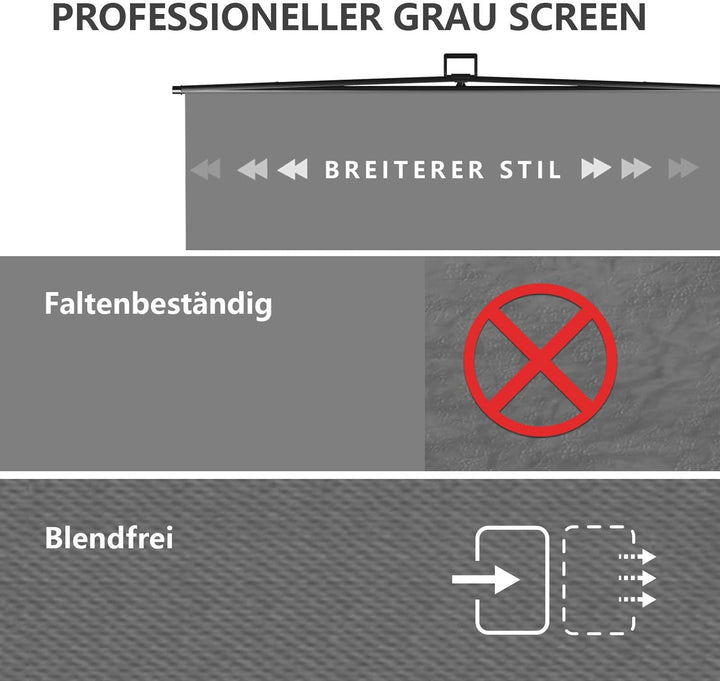 【Breiterer Stil】 RAUBAY 200x200cm Grosser zusammenklappbarer Grau Hintergrund Gray Screen, tragbarer