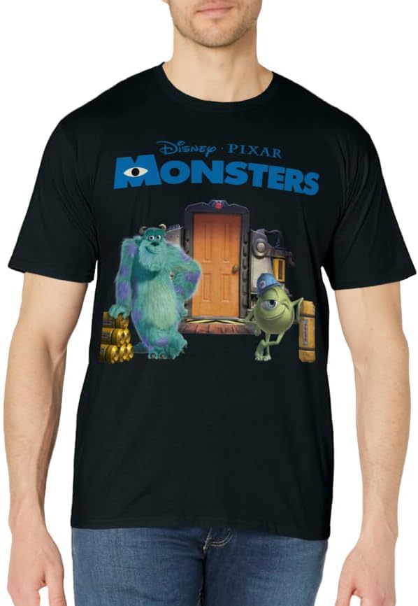 Mens Disney Monsters Inc. Scream Factory Graphic T-Shirt Large Black