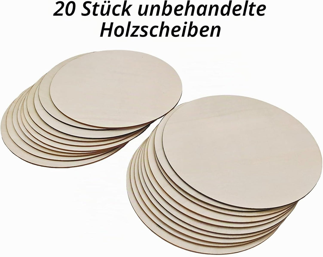 Runde Holzscheiben, 20 cm, unlackiert, zum Basteln, Malen, Heimdekoration, 20 Stück, 20 cm