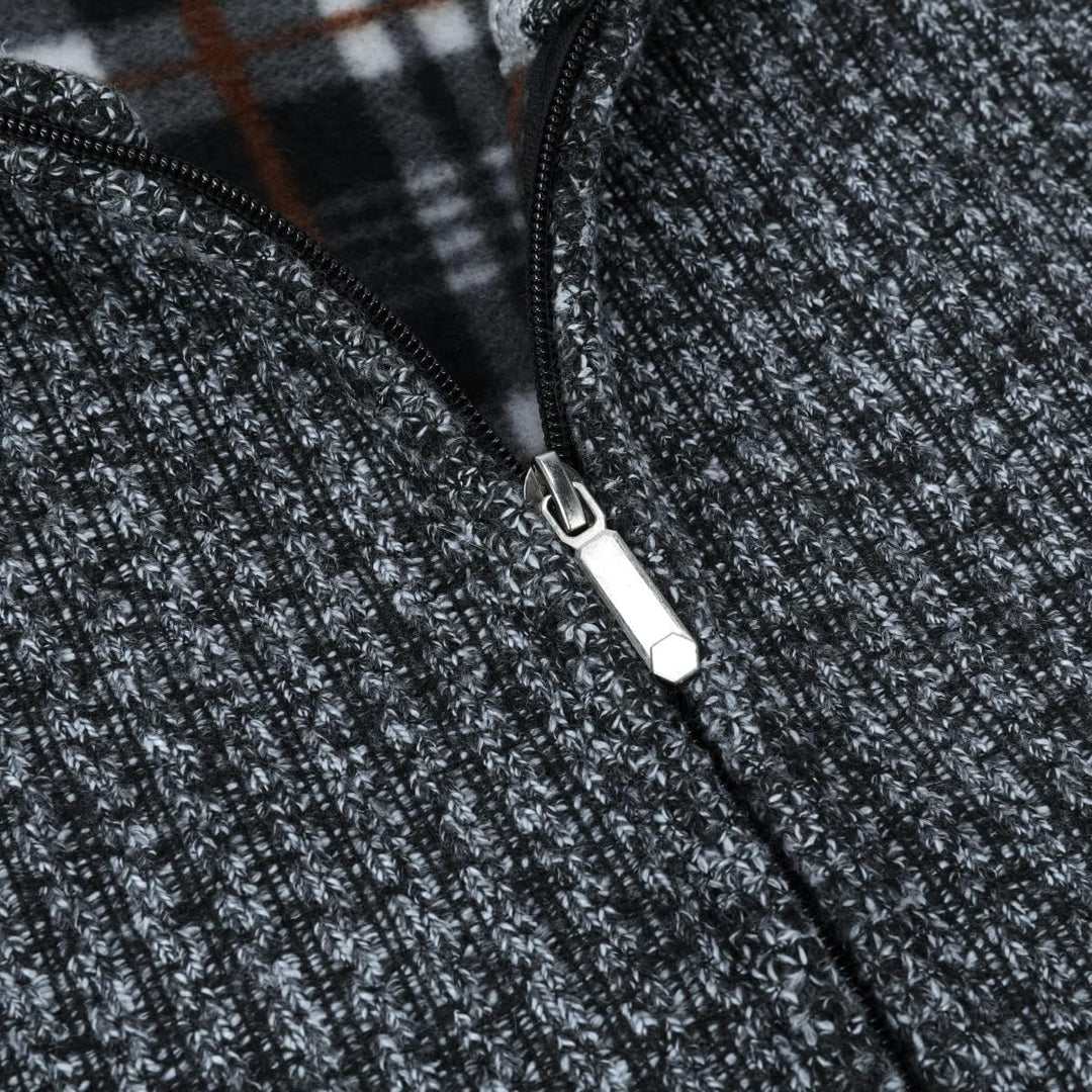 Allthemen Herren Cardigan Grobstrick Reissverschluss Strickjacke mit Stehkragen Winter Pollover Knit