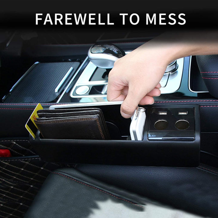 WOOSTAR Autositz Lückenfüller Organizer Mittelkonsole Aufbewahrungsbox PU-Leder Multifunktion mit Ge