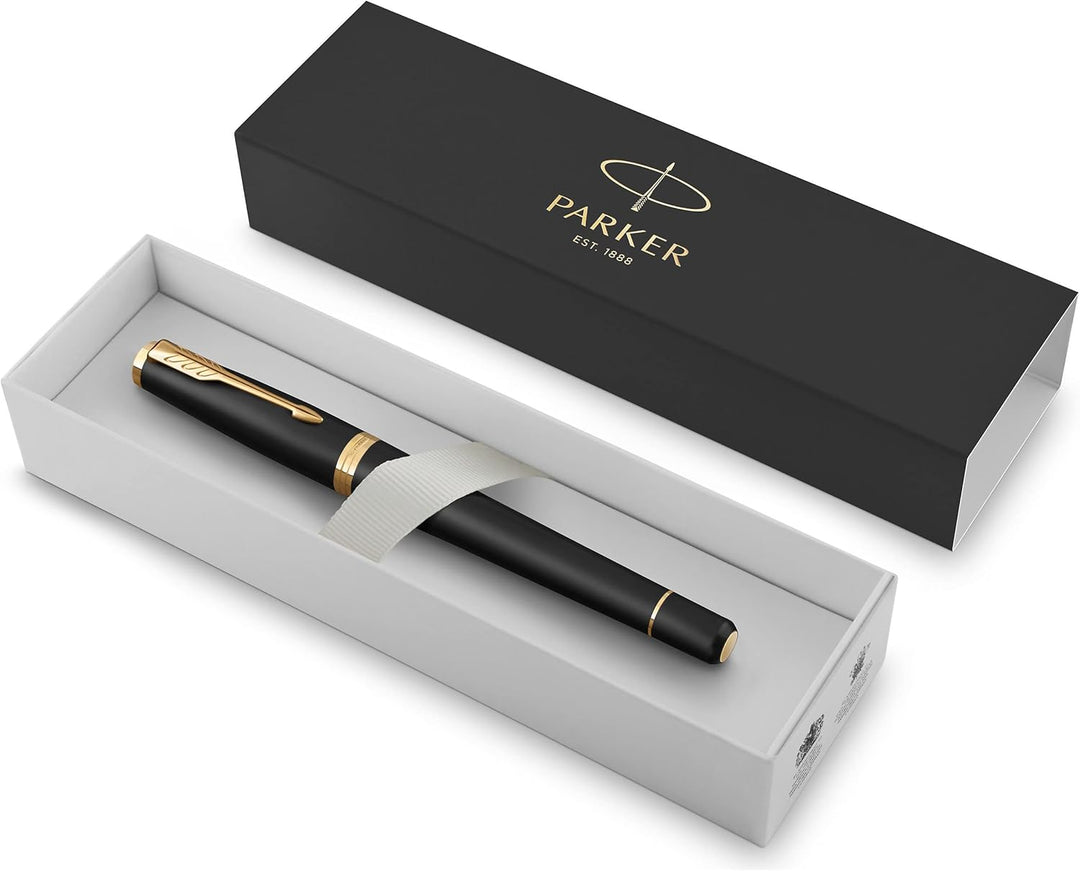 Parker Urban Füller | Muted Black mit Goldzierteilen | Füllfederhalter mit feiner Feder und blauer T