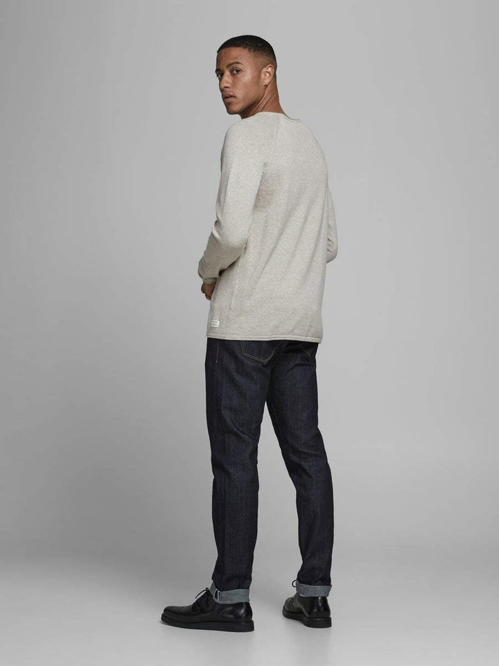 JACK & JONES Male Strickpullover mit Rundhals Einfarbig Strickpullover mit Rundhals XL Elfenbein (Oa