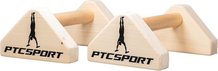 PTCSPORT Liegestützgriffe – 2x gelenksschonende & rutschfeste Holz Liegestützgriffe – Calisthenics E