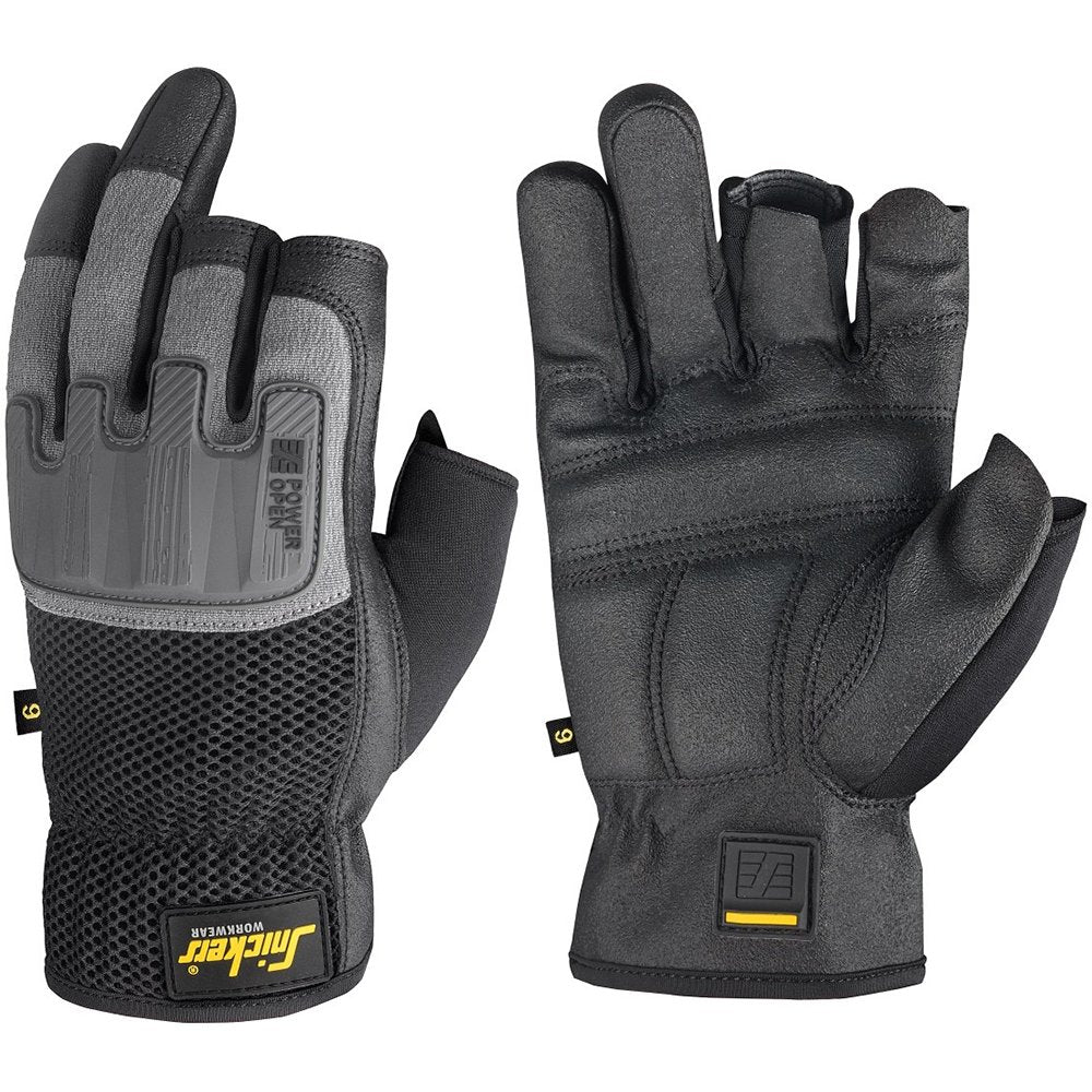 Snickers Power Handschuhe offen, 1 Stück, Grösse 12, schwarz/grau, 95860448012 schwarz / grau 12, sc