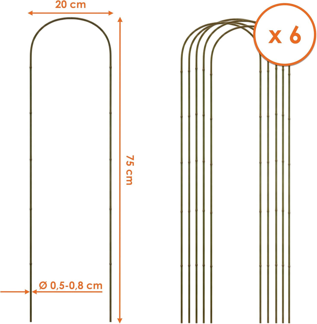 Bambus Pflanzenstütze 75 x 20 cm Natur - 6er Set - Holz Rankbogen Kletterhilfe für Rankpflanzen - Ba