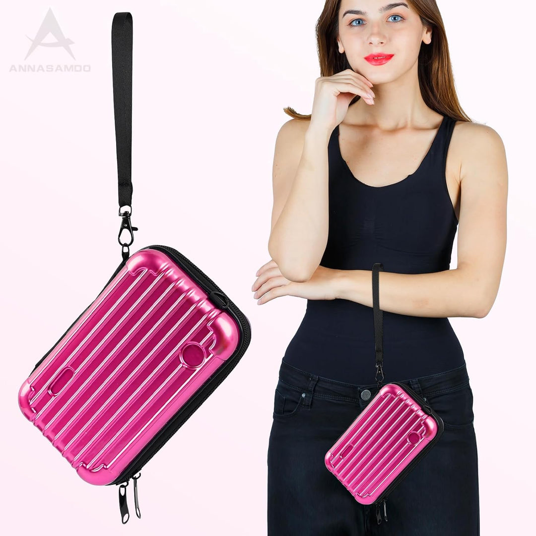 Mini Koffer Umhängetasche, Kleiner Koffertasche Handtasche Innentaschen Kosmetiktasche Hardcase mit