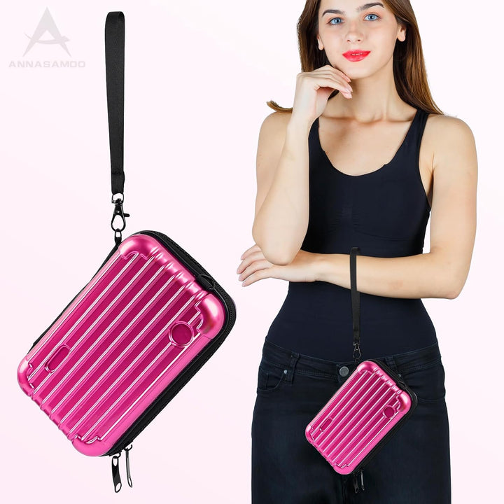 Mini Koffer Umhängetasche, Kleiner Koffertasche Handtasche Innentaschen Kosmetiktasche Hardcase mit