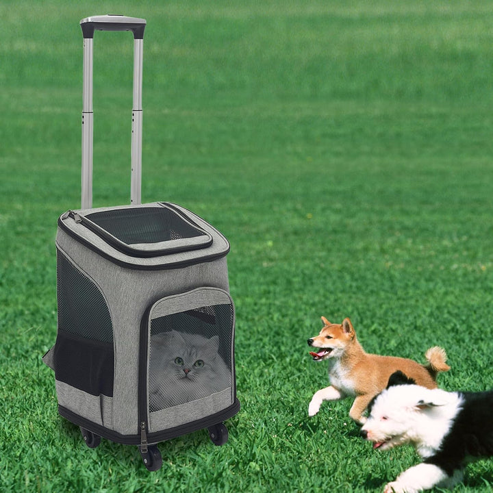 Hundetransportbox mit Rollen,Faltbarer Transportbox,Katzenrucksack mit Teleskopgriff,Transportboxen