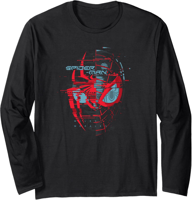 Marvel Spider-Man: Miles Morales Game Spidey Mask Glitch Langarmshirt