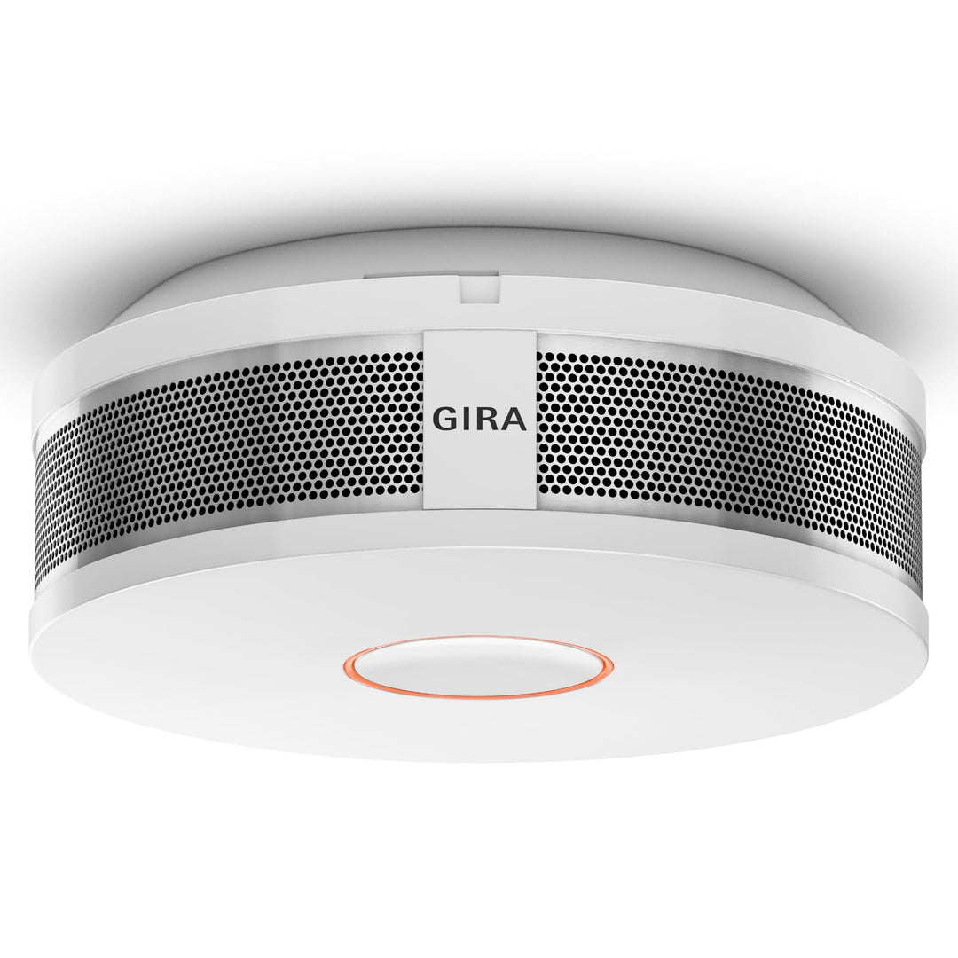 Gira Rauchwarnmelder Dual Q DIN14604, vernetzbar über Funk und Draht, reinweiss, 233602