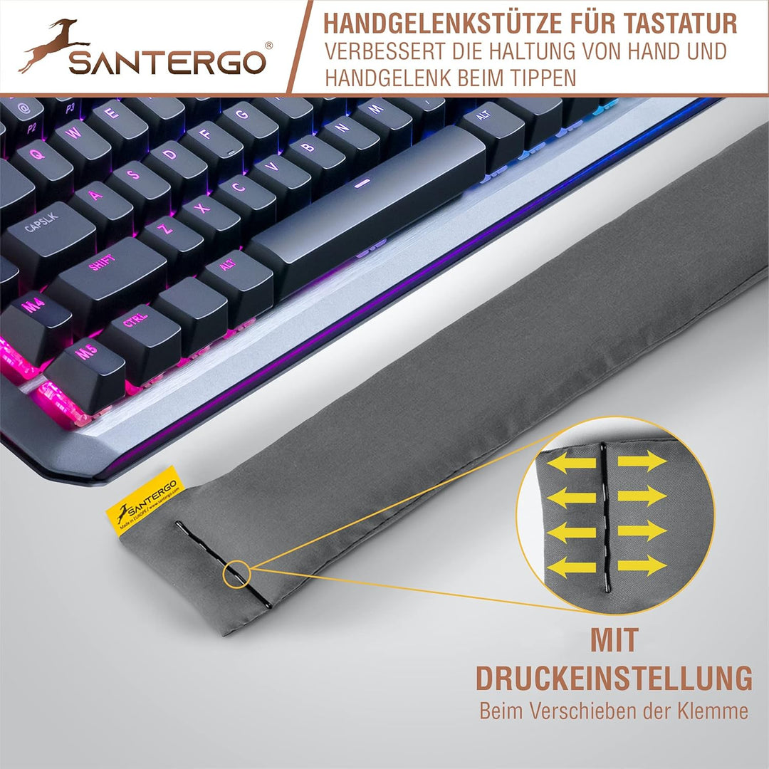 SANTERGO Handgelenkauflage für die Tastatur - ergonomische Handballenauflage aus Bio-Hirsespreu mit