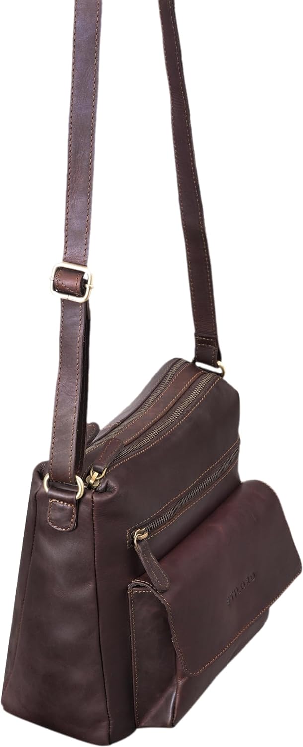 STILORD 'Mira' Vintage Umhängetasche für Damen 12,2 Zoll Schultertasche Handtasche Ausgehen Freizeit