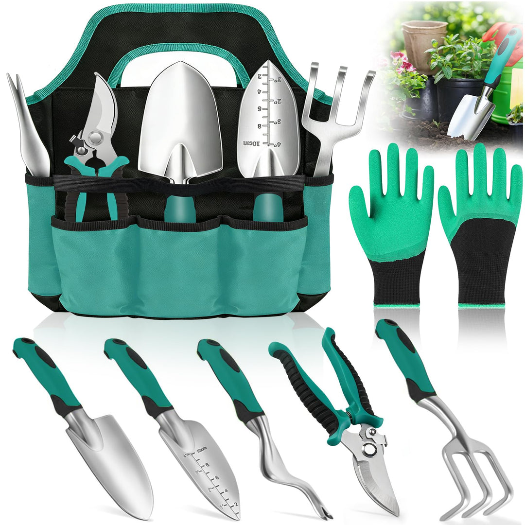Gartenwerkzeug Set,8 Stück Garten Werkzeuge mit Dauerhafter Aufbewahrungstasche,Gartengeräte aus Ede
