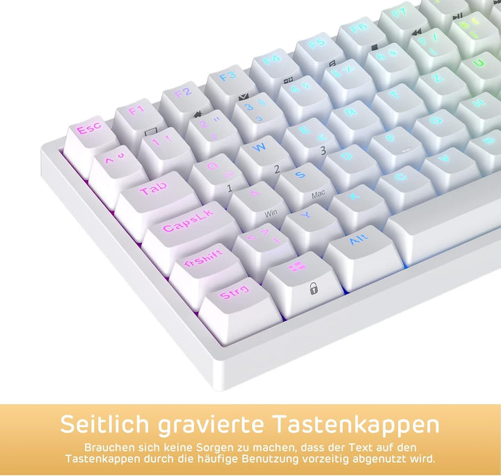 RK ROYAL KLUDGE RK84-DE 75% Gaming-Tastatur, 85 Tasten Kompakte TKL , Bluetooth Mechanische , Roter
