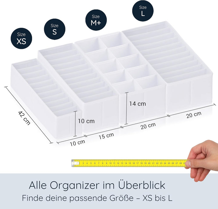 ROW&LINE® – Organizer Set – 11 extra hohe Fächer für T-Shirts, Pullover & Unterwäsche – Organisation