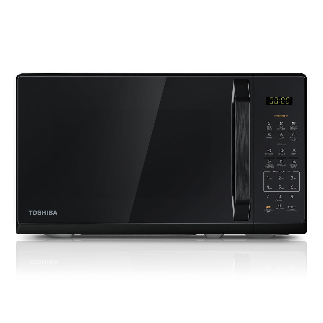 TOSHIBA Mikrowelle in spiegelndem Schwarz, 20 Liter, 800W, digitale Solo-Klein Mikrowelle mit 11 Lei