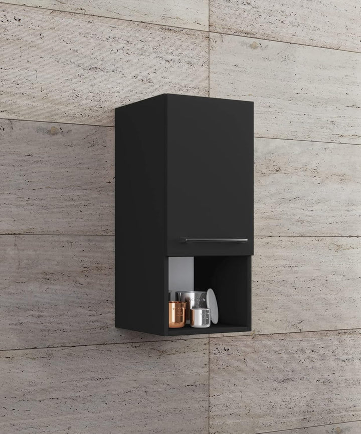 VCM Holz Badmöbel Midischrank Badregal Badschrank Badezimmer Möbel Regal Badinos DF Schwarz, Schwarz