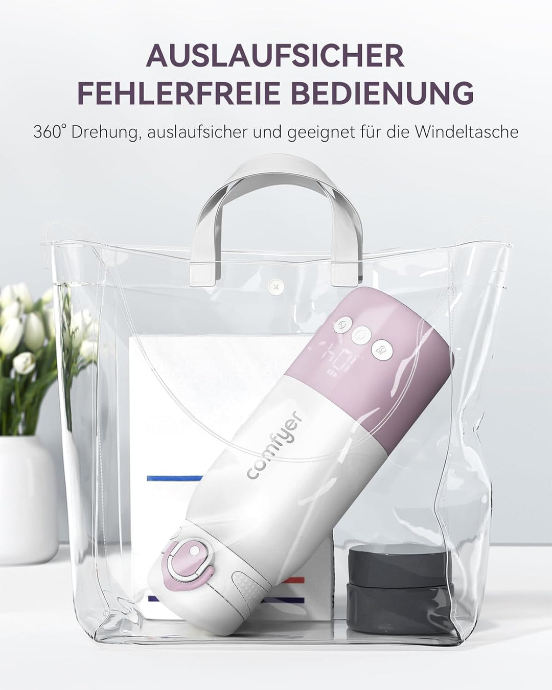Comfyer BW01 Tragbarer Flaschenwärmer Baby unterwegs für Baby, 12000mAh Akku, Schnelles Aufheizen 2