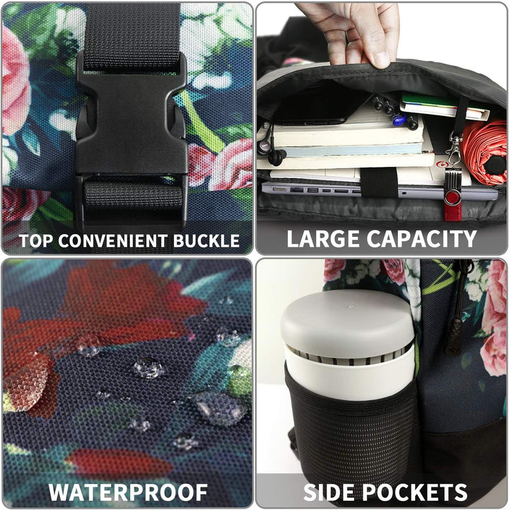 RJEU Rucksack Damen,Laptop Rucksack für 17.3 Zoll Laptop,Schulrucksack Frauen Mädchen Teenager mit U
