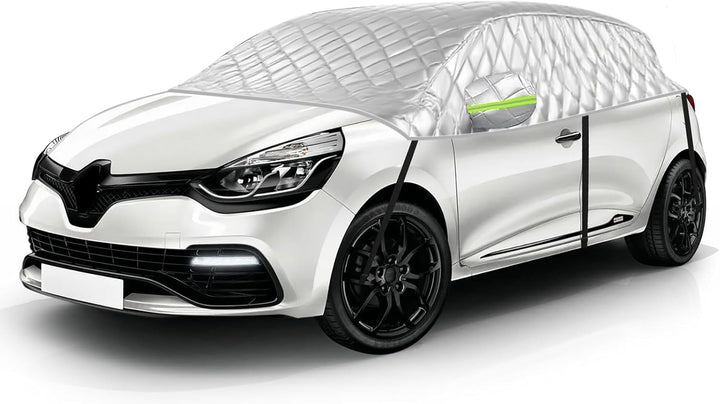 Halbgarage Auto Kompatibel mit 2005-2025 Renault Clio, 6-Lagige Halbabdeckung mit Haken, Reflektiere