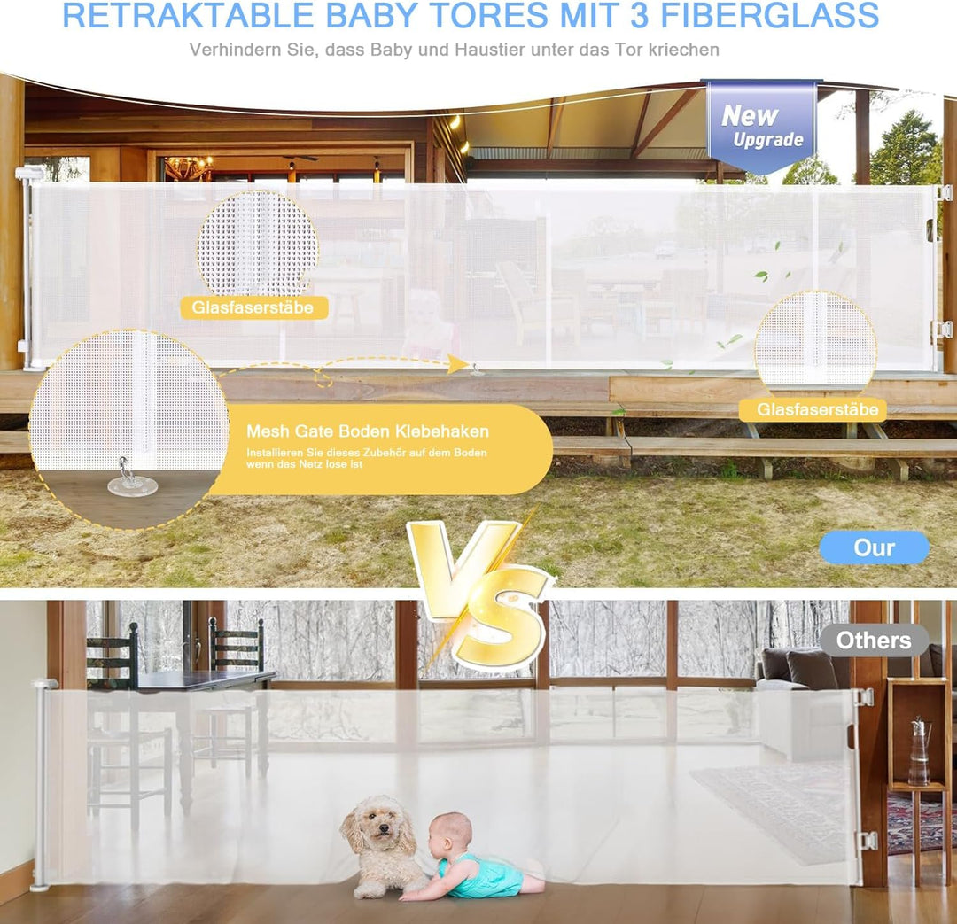 Treppenschutzgitter Ausziehbare für Babys,0-500cm,83cm Hoch Baby Absperrgitter Treppenschutzrollo,Ei