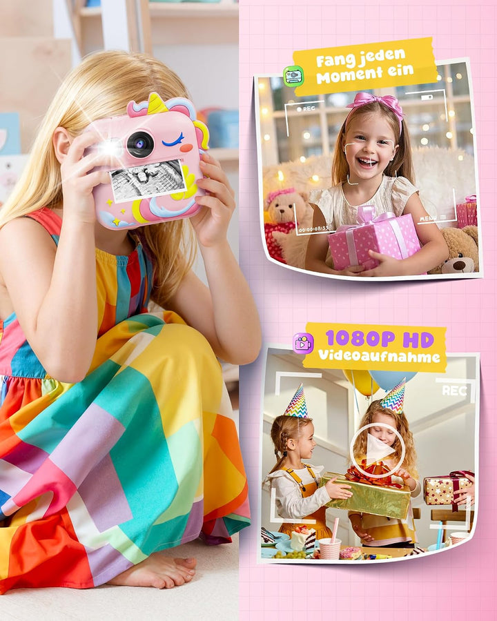 KOKODI Kinderkamera Sofortbildkamera 3-12 Jungen Mädchen(Rosa), Rosa