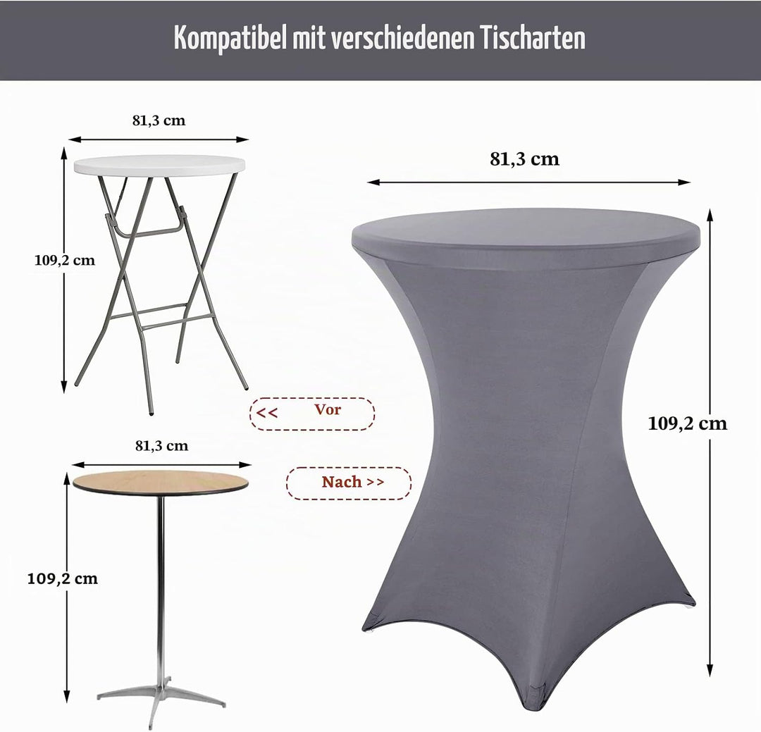 Pesonlook 3er-Set Stretch Stehtisch Husse für Bistrotisch Ø 80-85 cm Elegante,Verstärkung im Fussber