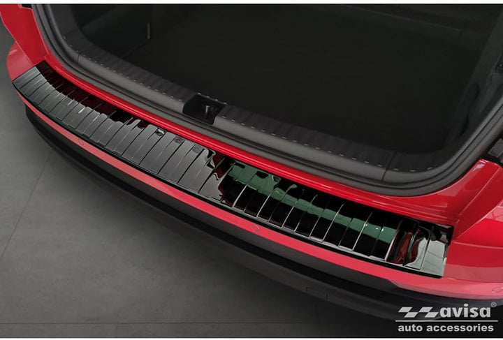 Avisa Spiegelschwarz Edelstahl Heckstossstangenschutz kompatibel mit Skoda Karoq Facelift incl. Spor