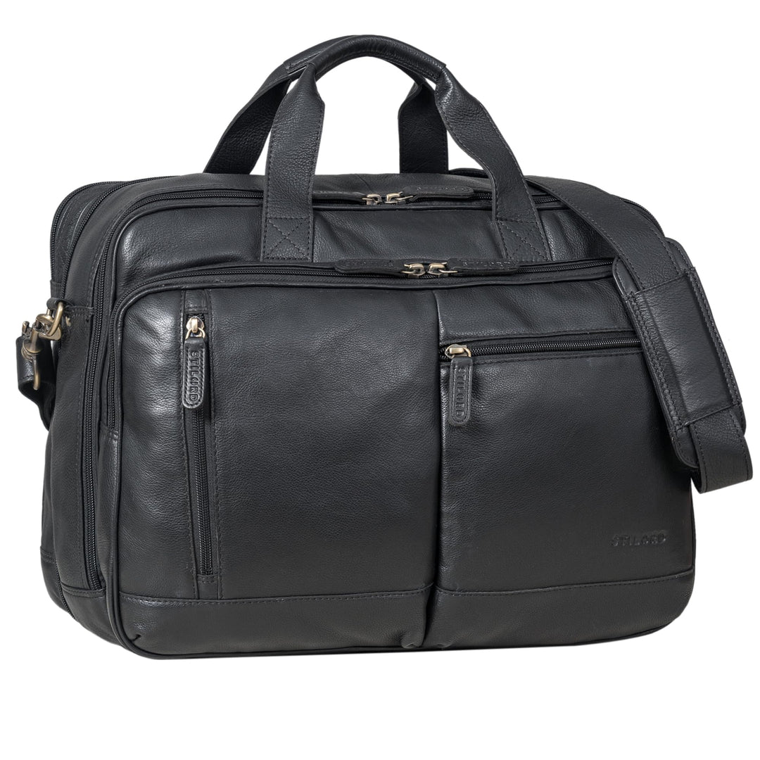 STILORD 'Arnold' Geräumige Laptoptasche Leder 17.3 Zoll bis 19 Zoll Vintage Aktentasche Lehrertasche