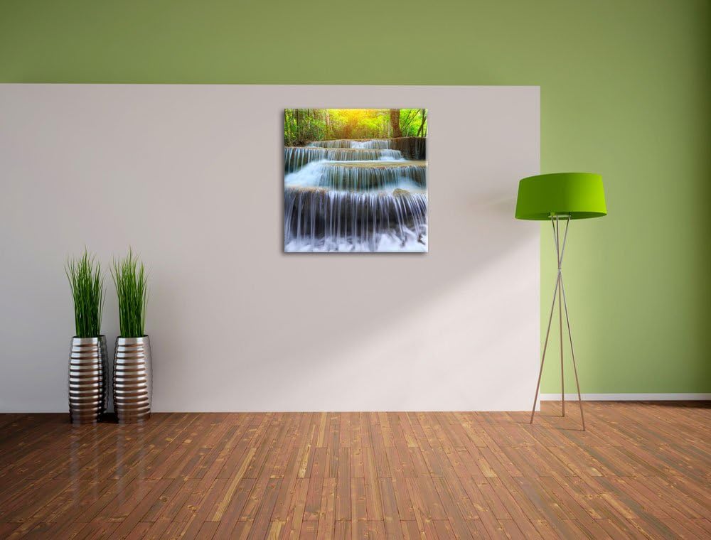Pixxprint Wasserfall im Regenwald als Leinwandbild/Grösse: 70x70 cm/Wandbild/Kunstdruck/fertig bespa