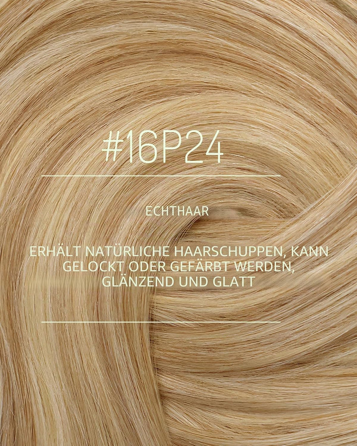 RUNATURE Clip Extensions Echthaar Goldblond mit Hellblond Clip in Echthaar Extensions Remy Haar Clip