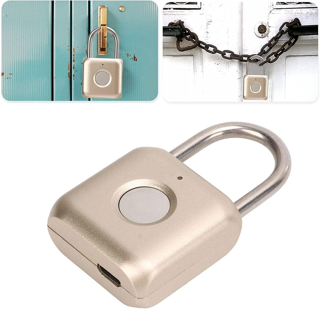 Fingerabdruck Vorhängeschloss Gold klein Schloss aus Metall für Rucksack eLinkSmart Biometrie schlüs
