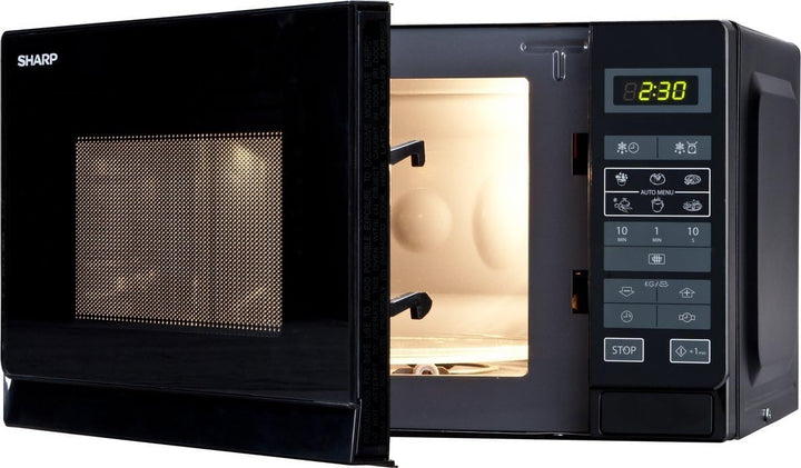 Sharp R242BKW Solo-Mikrowelle / 20 L / 800 W / 5 Leistungsstufen / 8 Automatikprogramme / Gewicht un