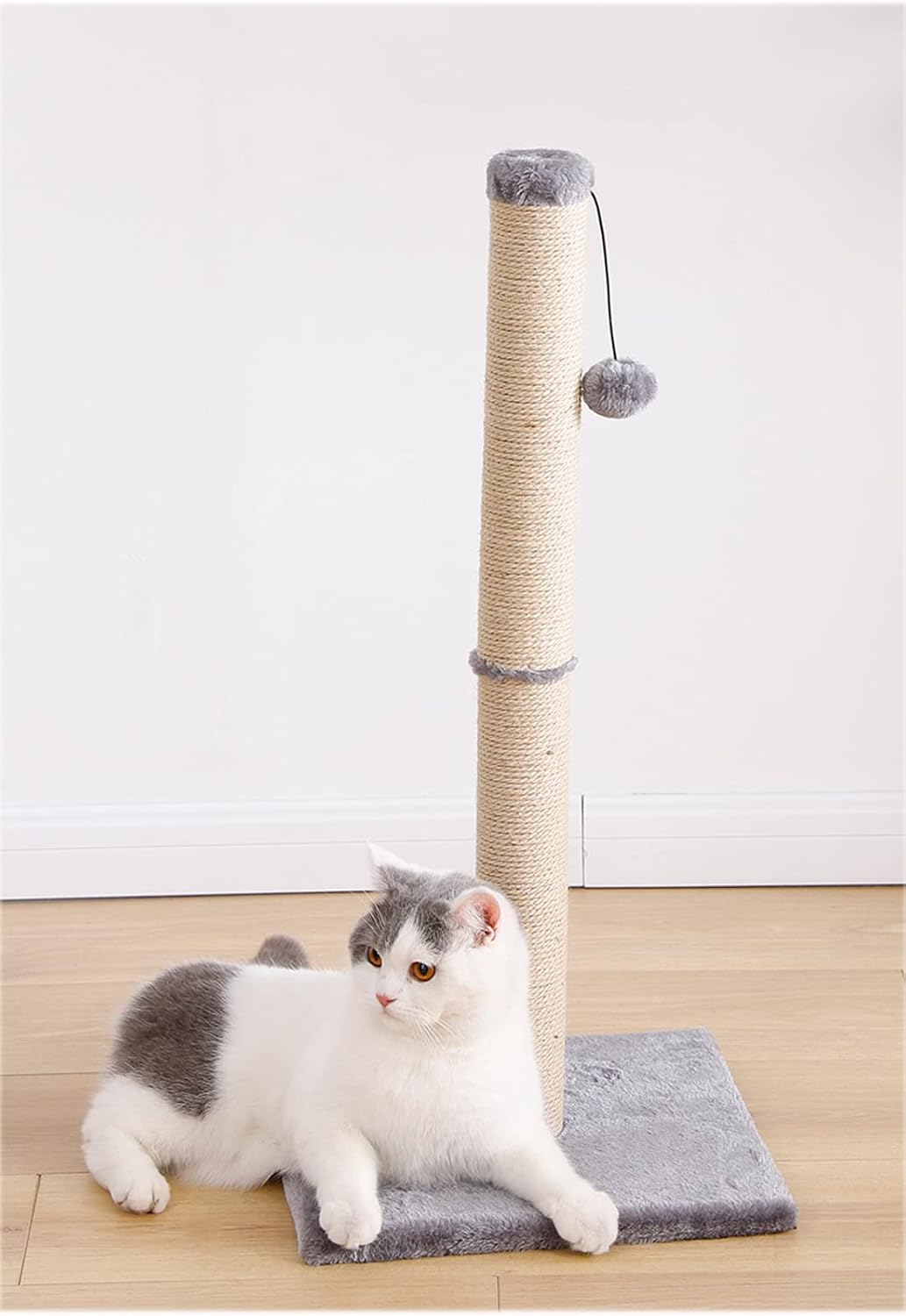 Kratzsäule für Katzen,Kratzbaum für Katzen 80cm Kratzsäule XXL Natural Sisal Seil Pole mit hängendem