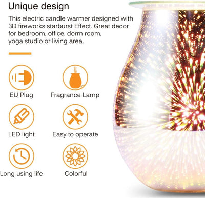 Elektrische Duftlampe, YUNYODA 3D Glas Aroma Lampe Wachsbrenner, Ölbrenner Wachs Schmelzbrenner Wärm