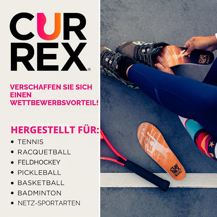 CURREX AcePro Einlegesohlen für Tennis- und Hallenschuhe - Optimal für Handball, Badminton und Volle